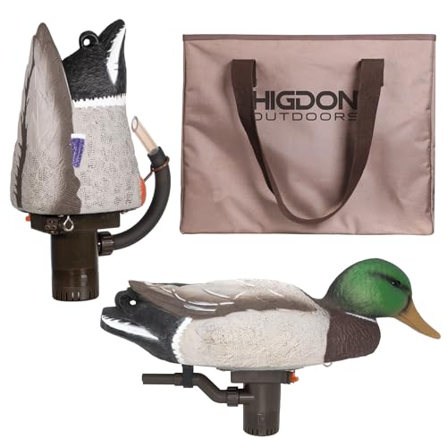 Higdon Outdoors Pulsator Pro & Swimmer Drake Combo Pack with 2 Slot Decoy Bag | Motion Duck Decoy for Waterfowl Hunting | Compatible in Fresh Salt & Brackish Water | Realistic Swimming Motion