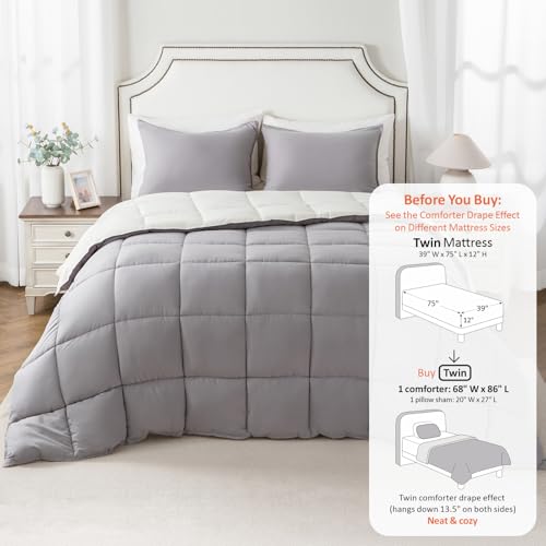 Image of KASENTEX Twin Comforter Set, Reversible, Goose Down Alternative, All Season