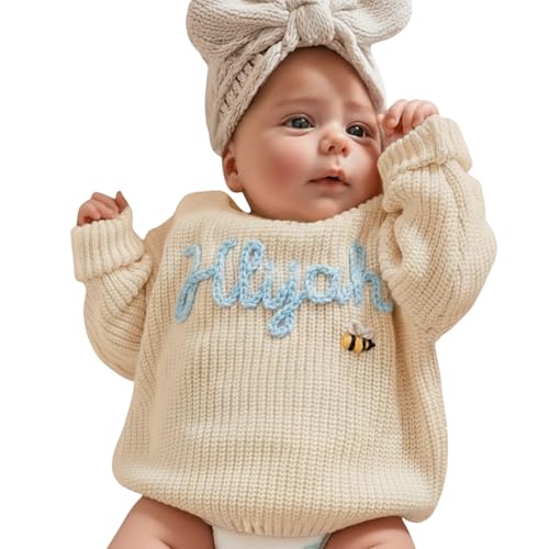 Personalized Baby Sweater with Name - Custom Knit Sweater for