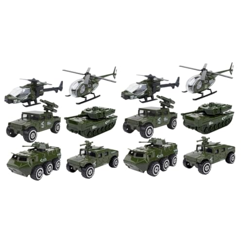 Yardwe Militärfahrzeug Set 12 Stück 1:87 Maßstab Miniatur Panzer Und Helikopter Spielzeug Autos Für Jungen Sammlung Und Dekoration
