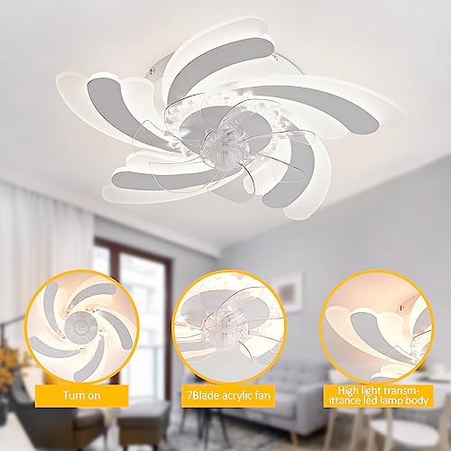 32-Flush-Mount-Ceiling-Fan-with-LightsCeiling-Fan-with-Remote-Control6-Speeds-3-Light-Color-Low-Profile-Ceiling-Fan-Flower-Shade-Ceiling-Lamp