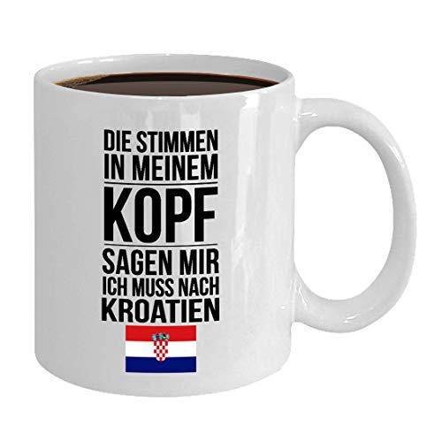 Galeriemode Tasse Croatie avec inscription « Die Stimmen in meinem Kopf sagen mir ich muss nach Kroatie » Drapeau Hrvatska