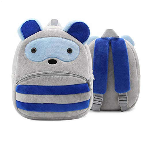 3D Cute Cartoon Little Plush Baby Backpack Baby Toy Bag(Raccoon)