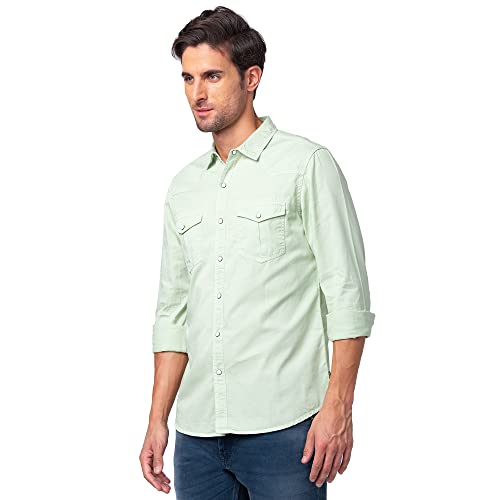 Image of Spykar Men's Slim Fit N /A Full Sleeve Solid Casual Shirts
