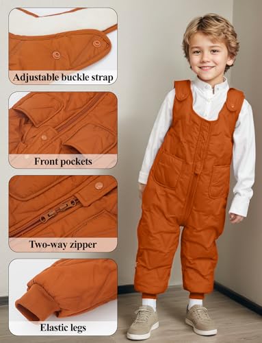 Kids Baby Winter Snow Bib Pants Windproof Puffer Snowsuit Fleece Lined Warm Overall Jumpsuit4