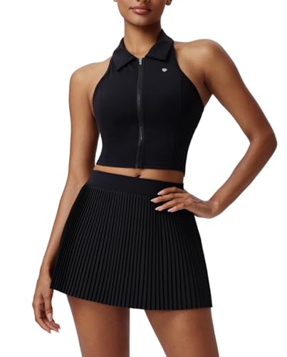 AFZ Women Pleated Tennis Skirt Set Two Piece Racerback Golf Outfi...