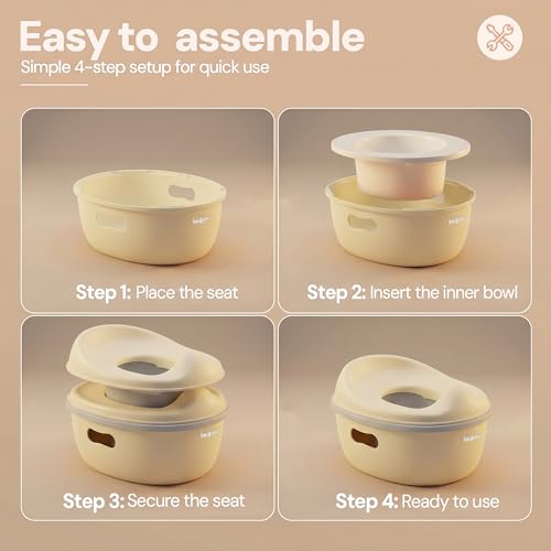 Image of Baybee 3 in 1 Baby Potty Training Seat for Kids 1-5 Years | Toddler Baby Potty Seat Chair with Removable Tray & Anti Slip Base | Portable Toilet Training Potty Seat with Step Stool for kids (Ivory)
