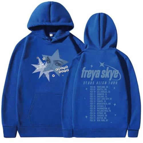 Sudadera con Capucha Freya-Skye Tour, Sudadera Unisex con Bolsillos, Prenda Informal, Estilo Urbano Hip-Hop (Blue,M)