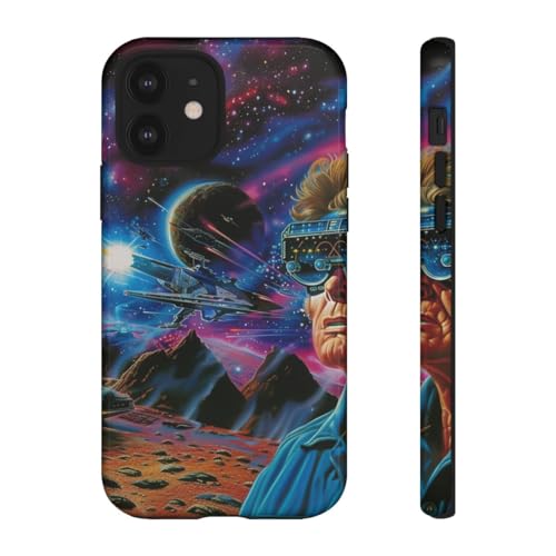 Coque iPhone 12 Espace Futuriste : Protection Rigide Brillante Bleue