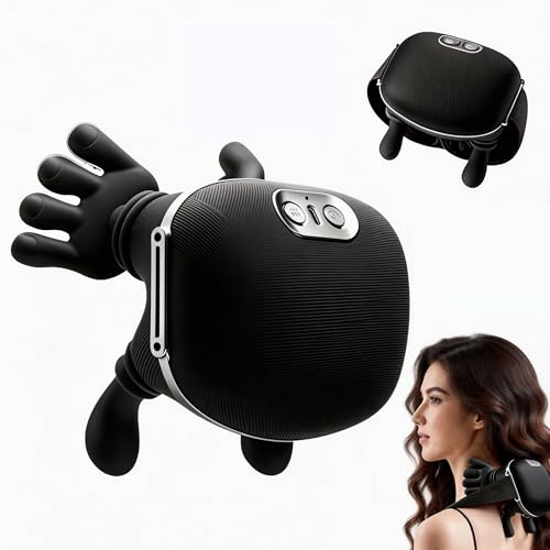 CBQ Neck and Shoulder Massager with Heat for Pain Relief Deep Tissue Bionic Hand Massager 4D Kneading Neck Massager with FingersCordless Portable Adjustable Intensity Relax Muscle Tension