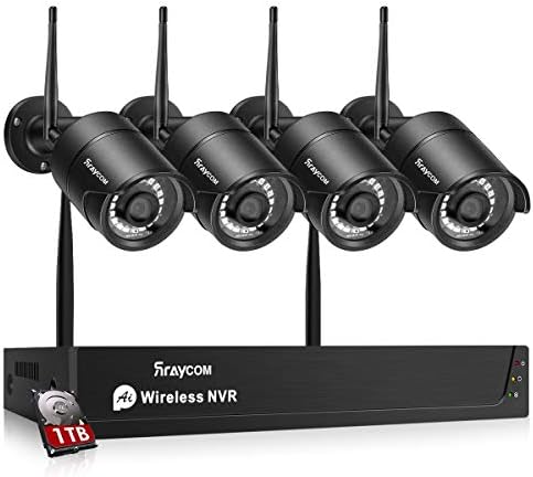 Security Cameras Wireless Outdoor,Raycom 8CH Security Camera System with 4pcs 1080P HD Security Camera and 1TB Hard Drive Pre-Installed,P2P Wireless Security Camera System for Indoor and Outdoor Use