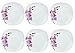 Van Well 6er Set Speiseteller Kyoto, 250 x 250 mm, Menü-Teller, großer Essteller, Servierteller, Porzellan-Geschirr, Blumen-Dekor Orchidee, rosa-rot, pink