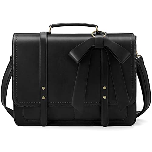 Image of ECOSUSI Women Briefcase PU Leather Laptop Bag Large Shoulder College Satchel Bagfit 15.6 inch Laptop