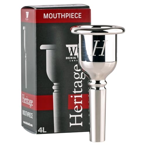 Denis Wick Heritage Tuba Mouthpiece Silver-Plated, 2186-4L - Thinned Walls & Balanced Mass for Focused Tone & Easy Articulation - Medium-Large Shank - Solo Band & Orchestral - 30.5 x 6.9 x 8.27mm