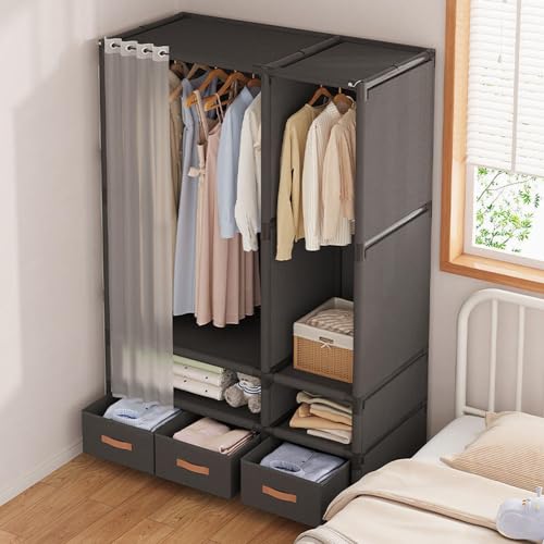 PEYNIR Oxford Closet Detachable Temporary Closet Easy To Assemble Foldable Wardrobe Japanese Style Simple Portable Wardrobe Clothing Armoire 2 PEYNIR Oxford Closet Detachable Temporary Closet Easy To Assemble Foldable Wardrobe Japanese Style Simple Portable Wardrobe Clothing Armoire - Image 2