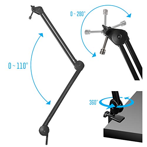 Axcessables Large Heavy Duty Desk Mounted Microphone Boom Stand With 3.3Ft Extension And 6Ft Xlr Cable | 5Lb Capacity | Podcast Boom For Large Condenser Mic | Desktop Boom Mic Stand #TOP4