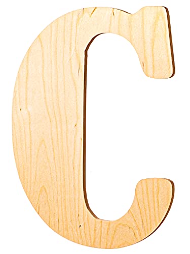 UNFINISHEDWOODCO Letra C de 45,7 cm de madera con monograma vintage sin terminar. Para decoración de bricolaje como colgador de puerta, decoración de pared, alfabeto para cumpleaños, boda (C)