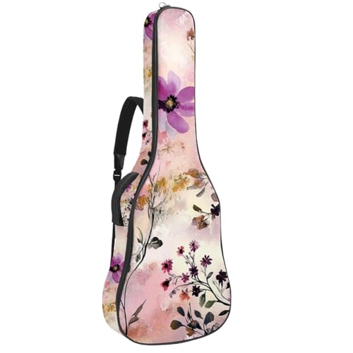 NUEAHEDN 40/41/42-inch Colorful Aesthetic Flowers Acoustic Guitar Bag With Adjustable Shoulder Strap And 2 Storage Bags. Guitar Bag With Back Hanging Loop, Electric, and Classical Guitars