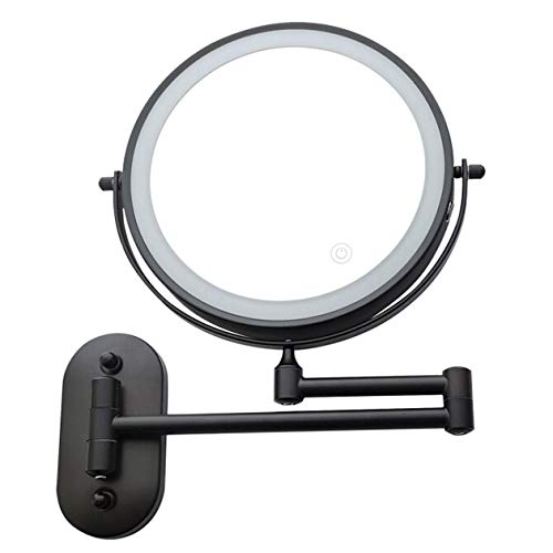 Miroir de maquillage grossissant 10X mural noir avec éclairage LED rechargeable USB - 5