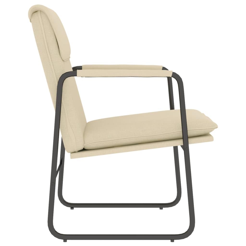 Sillón de salón, color crema, 55 x 64 x 80 cm, funda de tela, estructura de metal, silla tapizada con reposabrazos, sillón orejero para dormitorio y salón, máx. 110 kg