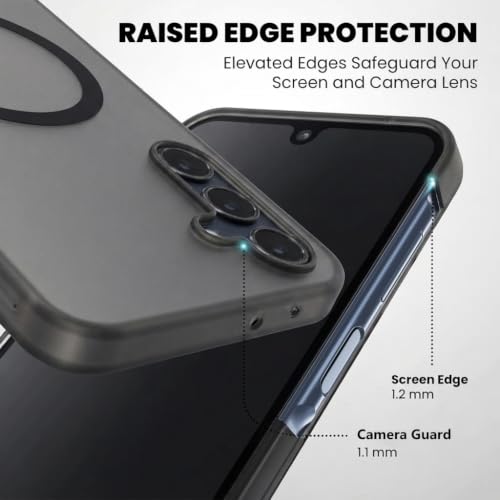 Image of DIZORO Matte Case for Samsung Galaxy A15 Compatible with MagSafe, Camera Lens Full Protection, Shockproof Translucent Frosted TPU Soft Phone Cover, Anti-Fingerprint-Black