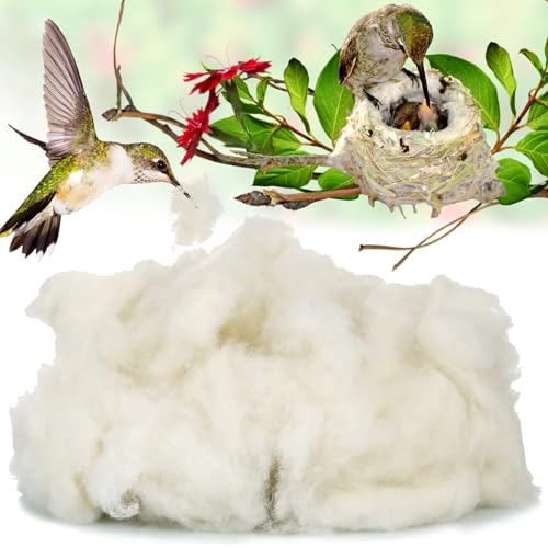 Image of Hummingbird Nesters Bird Nesting Material Holder for Wild Birds Humming Bird House Materials Gifts for Bird Watching Nature Lovers Refillable Outdoor Bird Station (Cotton Nesting Material)