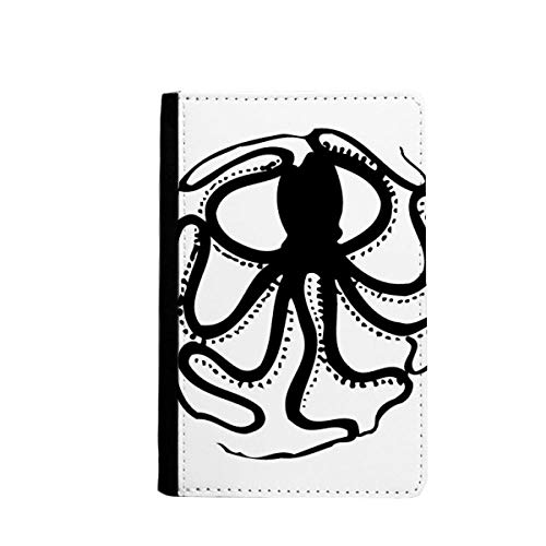 Protège-passeport motif poulpe : étui portefeuille de voyage marine et noir
