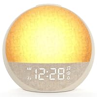 APUZOM Reveil Lumineux Simulateur d'Aube, Eveil Lumière Réveil Matin avec 7 Sonneries, 30 Sons Naturels, Minuteur, Snooze, Lampe de Chevet avec 11 Couleurs Veilleuse, Cadeaux pour Enfant Ado Adulte