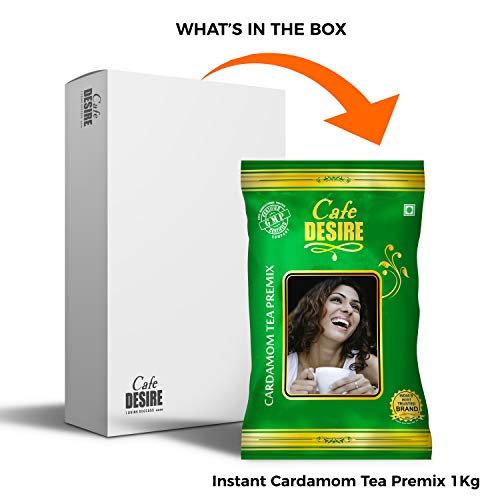 Cafe DESIRE I DRINK SUCCESS Instant Cardamom Tea Premix (1 kg) | 3 in 1 Tea | Milk not required | Rich taste as Home-made | Just add hot water | Use manually and also Suitable for all Vending Machines