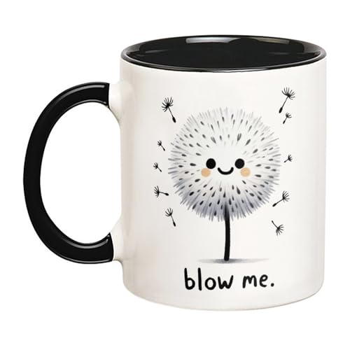 YOLANDEEUROKOK Blow Me, Adult Humor Mug, Offensive Mug, Make A Wish, Offensive Mug, 11 Oz Novelty Coffee Mug, Black
