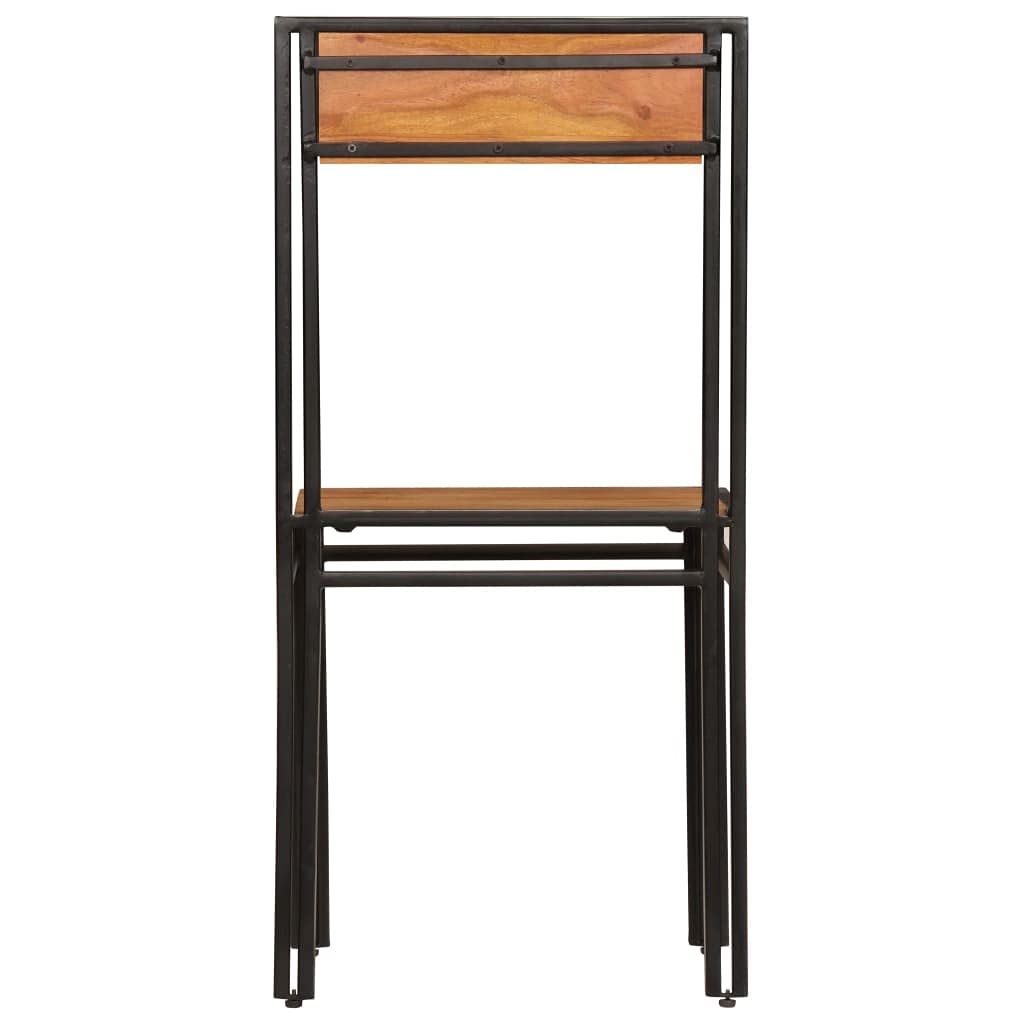 Krzesła do jadalni, 6 szt., lite drewno akacjowe, brązowe, ze stalowym stelażem, 43 x 43 x 90 cm, ergonomicznie wyściełane, wygodne, do kuchni, salonu, jadalni, nowoczesne, zmywalne, trwałe