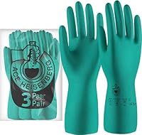 ACE Heisenberg Chemie-Handschuhe - 3 Paar Chemikalien-Schutzhandschuhe aus Nitril - extra lang & gefüttert - 08/M (3er Pack)