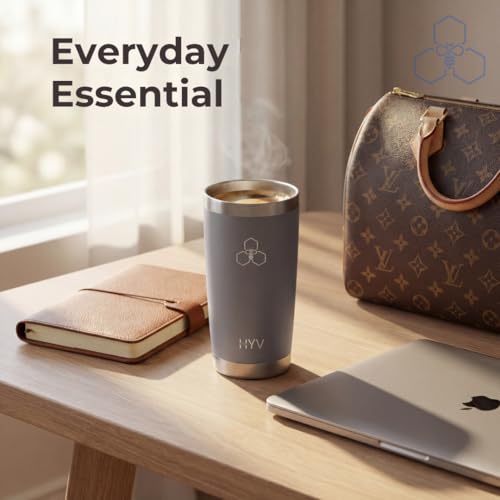 Image of HYV ChillSip Insulated Coffee Mug Tumbler 600ml | Double Wall Vacuum Stainless Steel Travel Mug with Leakproof Magnetic Lid | Hot & Cold | Flask for Office, Gym & Travel | Forrest Green