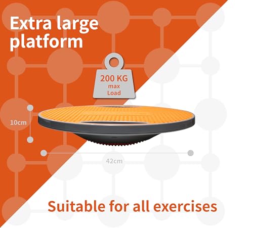 DH FitLife Balance Board, Wobble Board with Handles, Extra Large Ø 42cm, Max. 200 KG, Balance Trainer for Core, Balance & Strength Training, Fitness Balance Board for Adults - Image 3