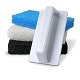 POOL Total Wasserlinienbürste mit 3 Pads - Handbürste mit Griff für Beton Folien Polyester Fliesen Keramik - Austauschbare Reinigungspads in Schwarz Blau Weiß