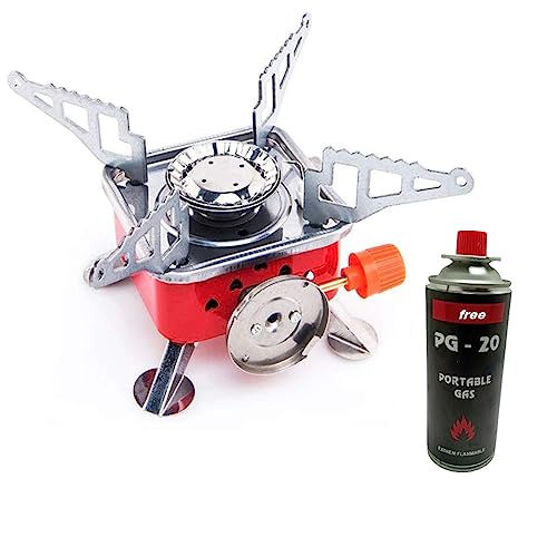 Limited-time Deal: AASTIK SALES Camping Stove Gas Stove Folding Furnace Portable Square-Shaped Gas Butane Burner Camping Picnic Folding Stove Camping Hiking Picnic Cookout (Gas Stove+1Butane Gas Cal), Alloy Steel For Rs. 529 @ 52% off
