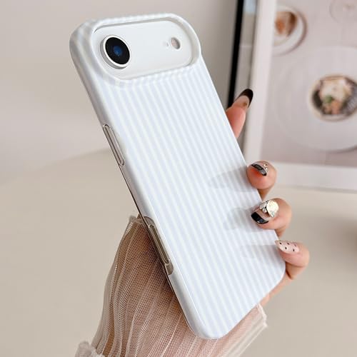 VirgoCCY Coque de protection à rayures pour iPhone 17 Air - Motif rétro à rayures - Couverture esthétique - En TPU souple - Fine et résistante aux chocs - Pour filles et femmes - Bleu – vue 2