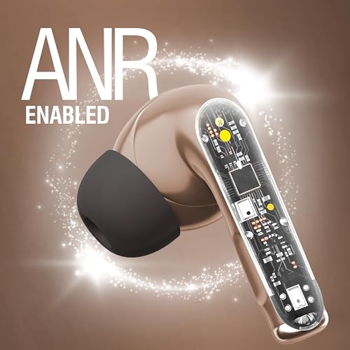 Image of UBON Air Tiger J26 Bluetooth TWS Earbuds with 40H Playtime, 500H Standby, ANR Noise Reduction, Low Latency, Fast Charging, v5.3 Bluetooth, Touch Controls & Mic Wireless Earphones (Beige)