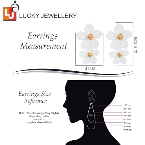 Double Flower Earring Dangle Statement Earrings for Women