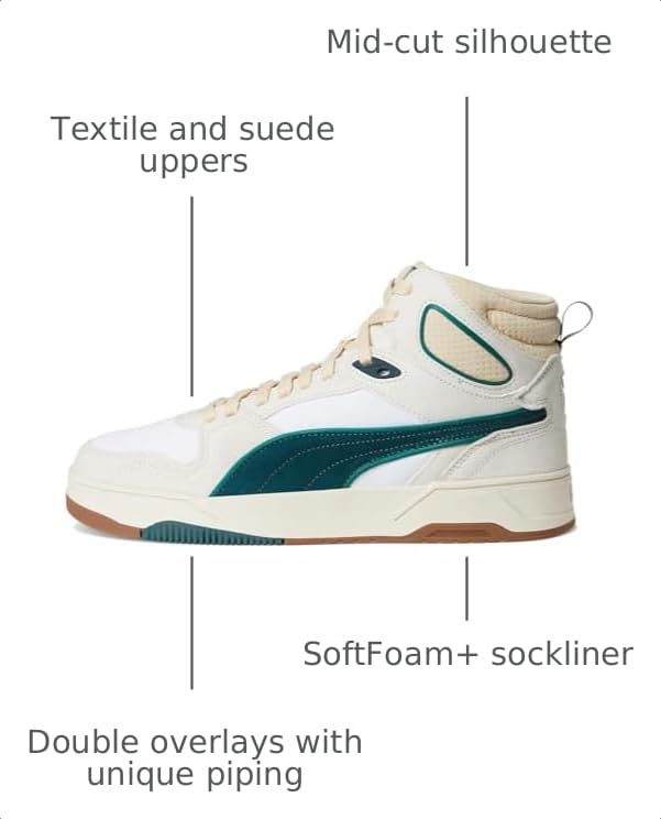 Image of PUMA Mens Rebound Break Mid Lace Up Sneakers Shoes Casual