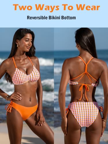 Image of CUPSHE Women's 2 Piece Bikini Set Back Braided Straps with Reversible Bottom