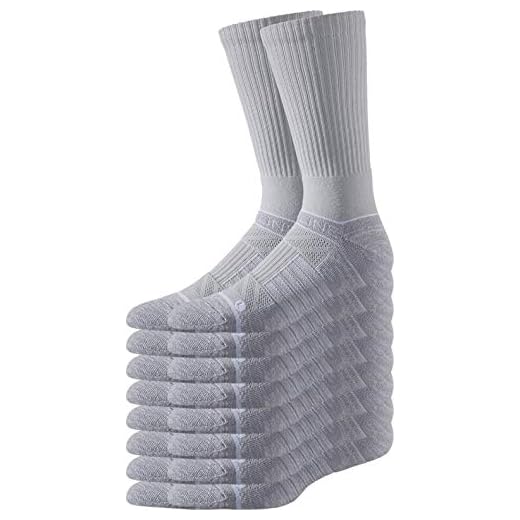 Strideline Men's and Women's Premium Athletic Socks, Crew-length (8-pack) Heather Grey, X-Large