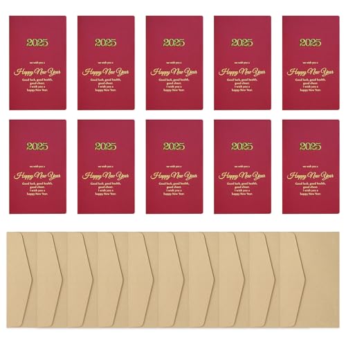 10枚 2025年春祭りカード 封筒付き 2025年蛇年 グリーティングカード 男性用 女性用 春祭りサプライ封筒付き