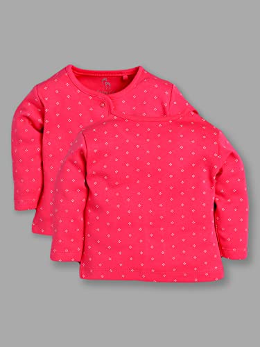 Image of Baby GO Baby Boys & Baby Girls 100% Cotton Full Sleeve Front Open T-Shirt Pack of 3 | Soft Breathable Infant Clothing with Snap Buttons | Printed Newborn Baby Wear Daily Use
