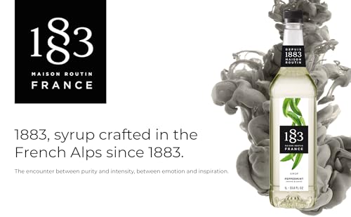 Image of 1883 Coffee Syrup, Peppermint Syrup for Drinks, Made in France, 1 Liter Plastic Bottle (Pack of 2)