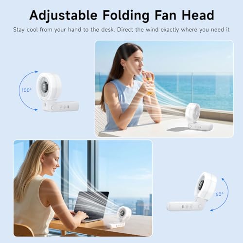 Image of HandFan 4000mAh Handheld Turbo Misting Fan, 100 levels Adjustable High Speed Mister Fan, Portable Spray Water Mist Fans, Foldable Mini Hand Fans for Summer Beach Travel Concerts Disney(White)