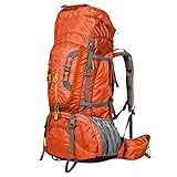 Mochila Cargueira 80L para Camping, Trilha e Viagem – Impermeável, Resistente e Ergonômica com Sistema de Ventilação, Alças Acolchoadas e Múltiplos Compartimentos (Laranja)