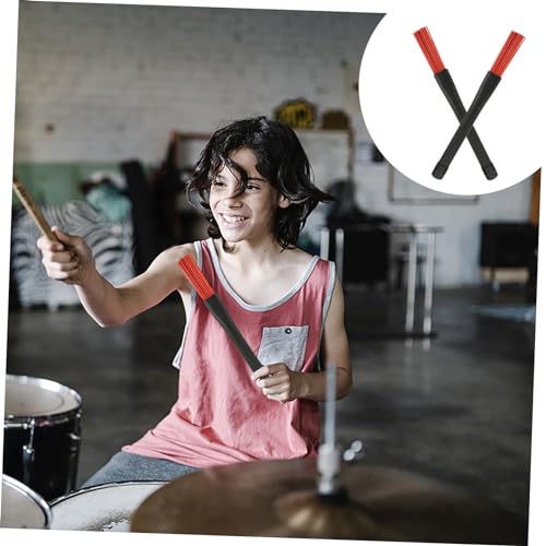 FAVOMOTO 1 par de brochas para batería con mango cómodo para principiantes, accesorio para batería para música jazz y acústica miniatura 4
