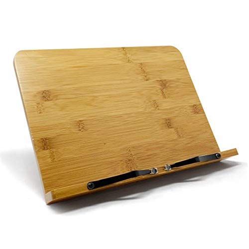 Atril para libros en Bambú | Soportes para libros de recetas | Soporte libros de cocina con posa brazos ajustable | Atril libros de recetas para cocina de bambú