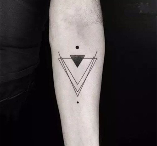 SanerLian Waterproof Temporary Fake Tattoo Stickers Cool Black Grey Geometric Triangle Unique Set of 2
